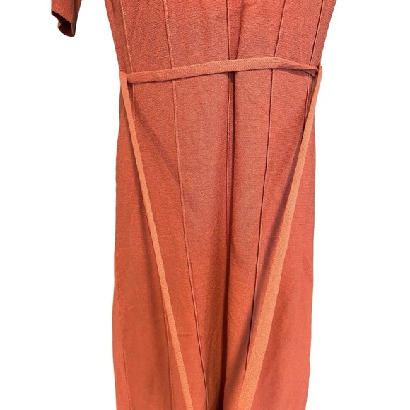 Adam Lippes Knit Collar Dress Mauve Pink V-Neck Pullover Short Sleeve Sz S - Picture 5 of 8